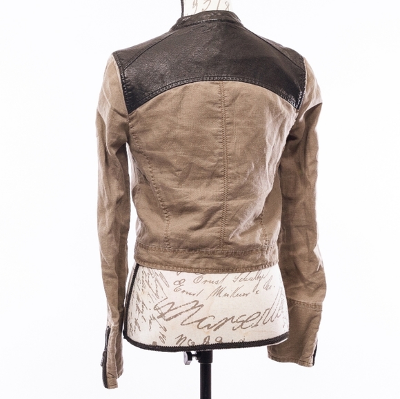 Free People Linen Vegan leather Moto Biker Jacket - Picture 12 of 14
